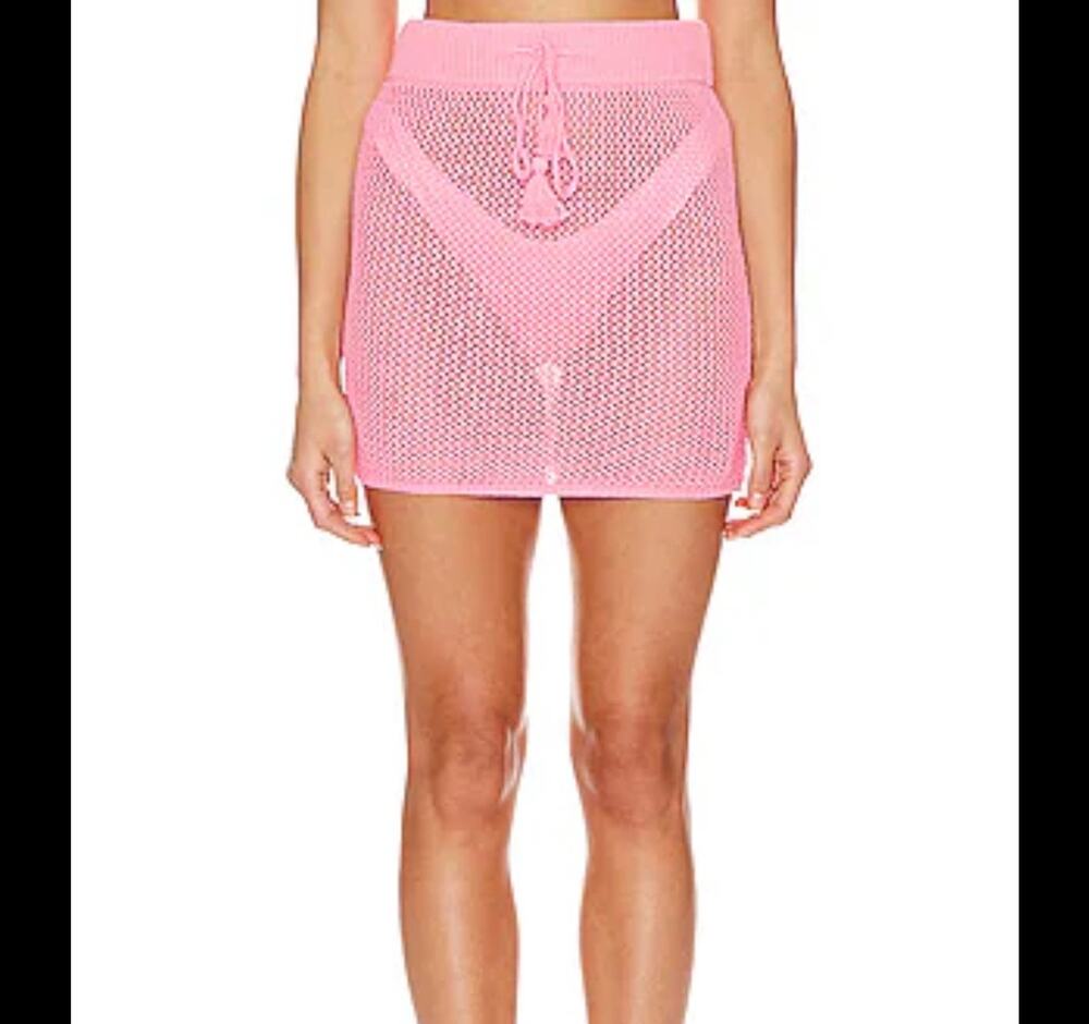 New LSPACE coast is clear guava pink skirt knit crochet revolve l*space